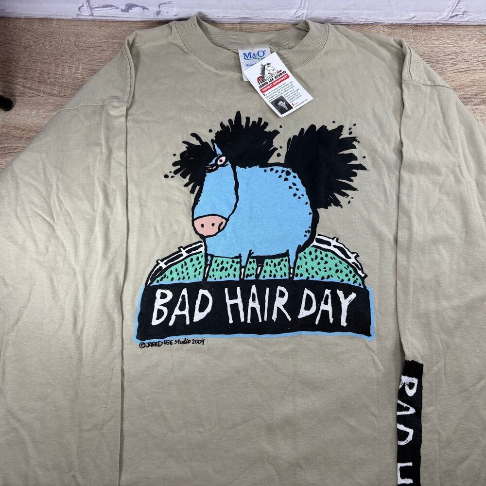 Jared Lee Studio 2004 Bad Hair Day Horse Men's Size Large Cotton Long Sleeve NEW